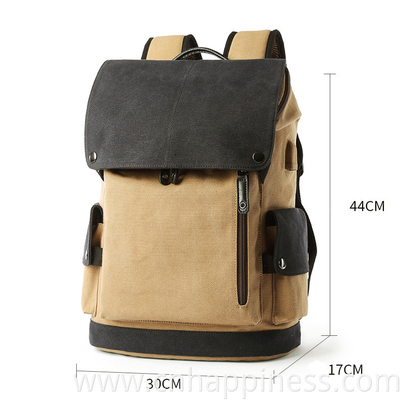 Large leisure outdoor business hiking bags backpacks carry on travel computer vintage canvas backpack